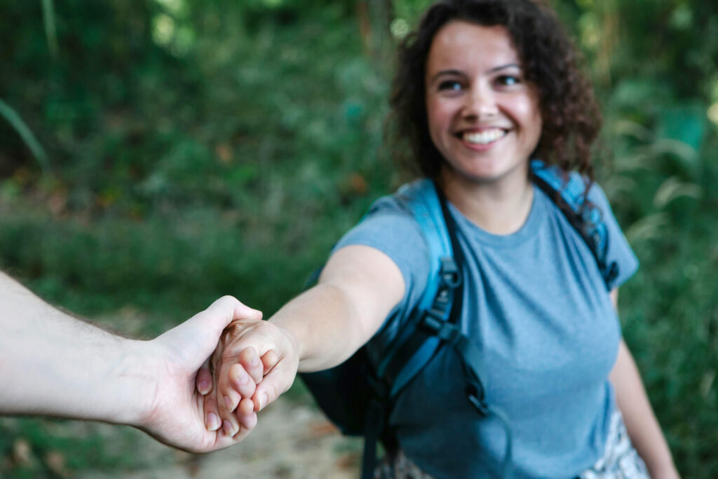 Young woman using her physical aswereness to guide her dating safety